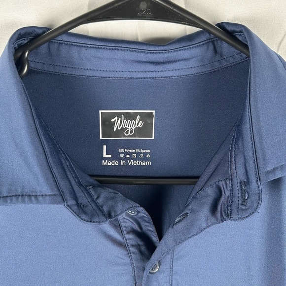 Waggle Golf Polo Shirt Mens Large Blue JFI Embroidered Stretch Performance - Picture 3 of 7